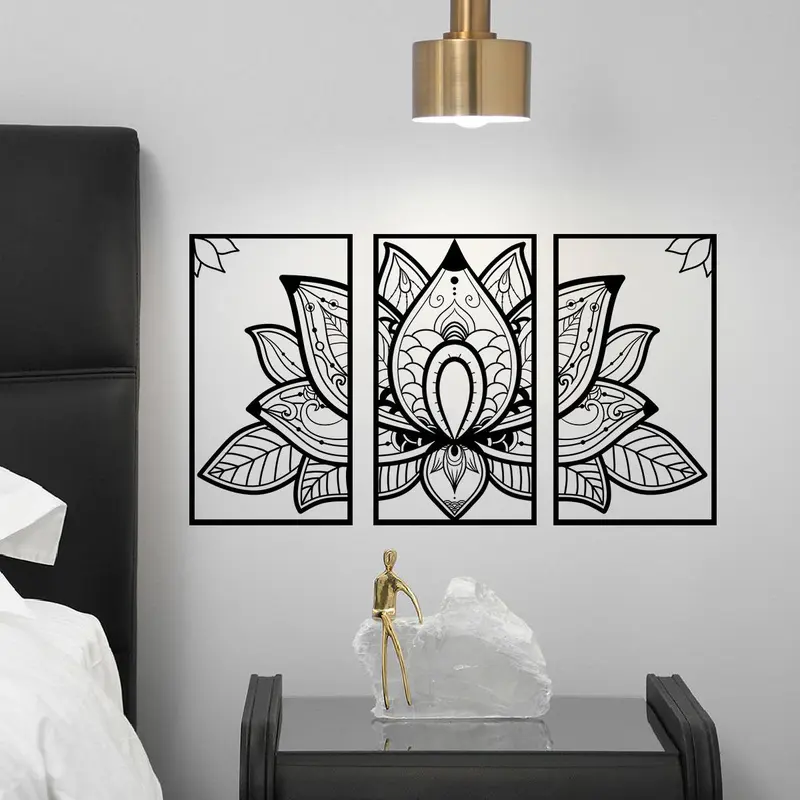 Lotus Flower Hanging Wall Art, DIY Spring Lotus Pattern Wall Sticker, Wall Decal for Home Living Room Yoga Studio Decoration, Decorating, Mean Girls Decorations, Mandala Decals, Decorative Stickers, Wall Art Stickers