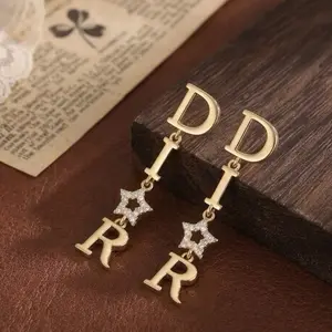 Luxury D Star Earrings - Elegant Silver Tone Drop Earrings for Women, Perfect for Special Occasions and Daily Wear