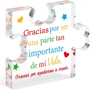 Spanish Teacher Appreciation Gifts - Regalos para Maestra Acrylic Gift Thank You Teachers Engraved Acrylic Puzzle Plaque End of Year Graduation Christmas Birthday Thanksgiving Gift for Teacher