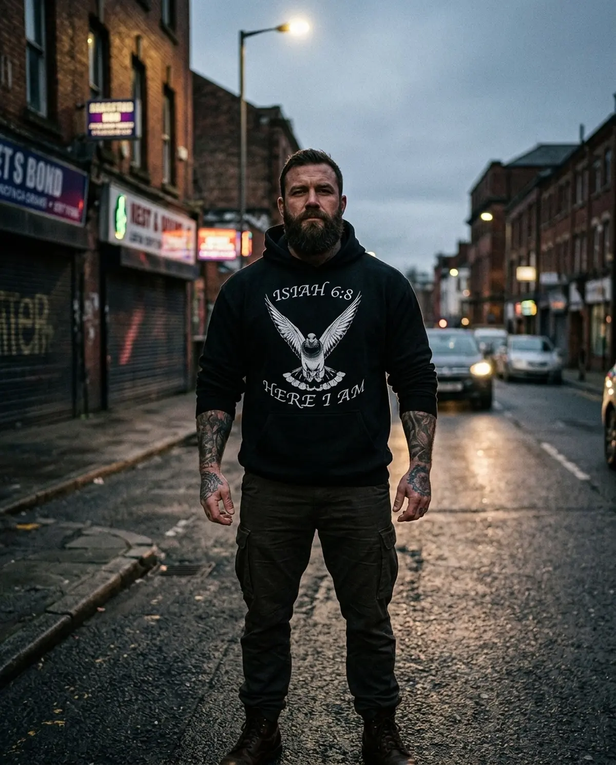Isaiah 6:8 Dove Hoodie | Here Am I Send Me Pullover | Christian Missionary Hoodie | Mens Scripture Apparel | Ministry Gift | Christian Dad
