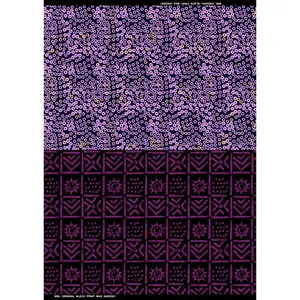 Purple and Black Cotton Blend African Wax Print Fabric