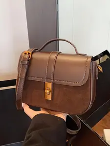 legant and casual retro versatile shoulder bag, exquisite and personalized daily patchwork handbag, fashionable and textured Maillard style small square bag, suitable for commuting to work and attending parties