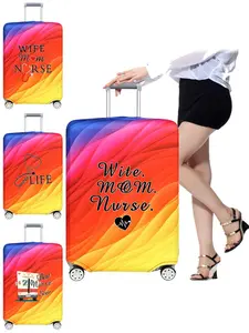 Colorful Letter Pattern Luggage Cover, Stretchy Luggage Protective Cover, Anti-scratch Protective Suitcase Cover for 18-32 Inch Suitcase
