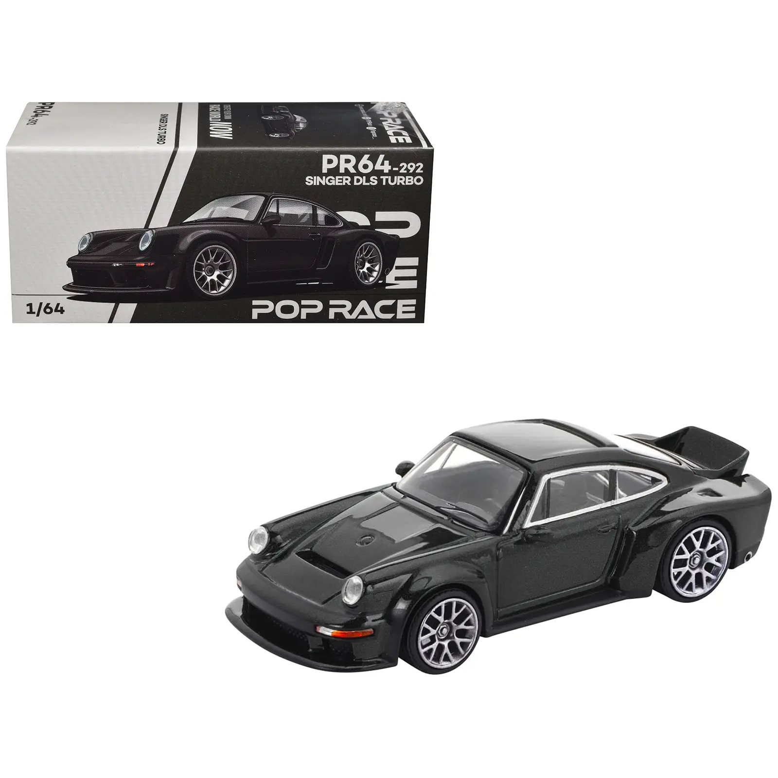 Singer DLS Turbo Black Metallic 1/64 Diecast Model Car by Pop Race