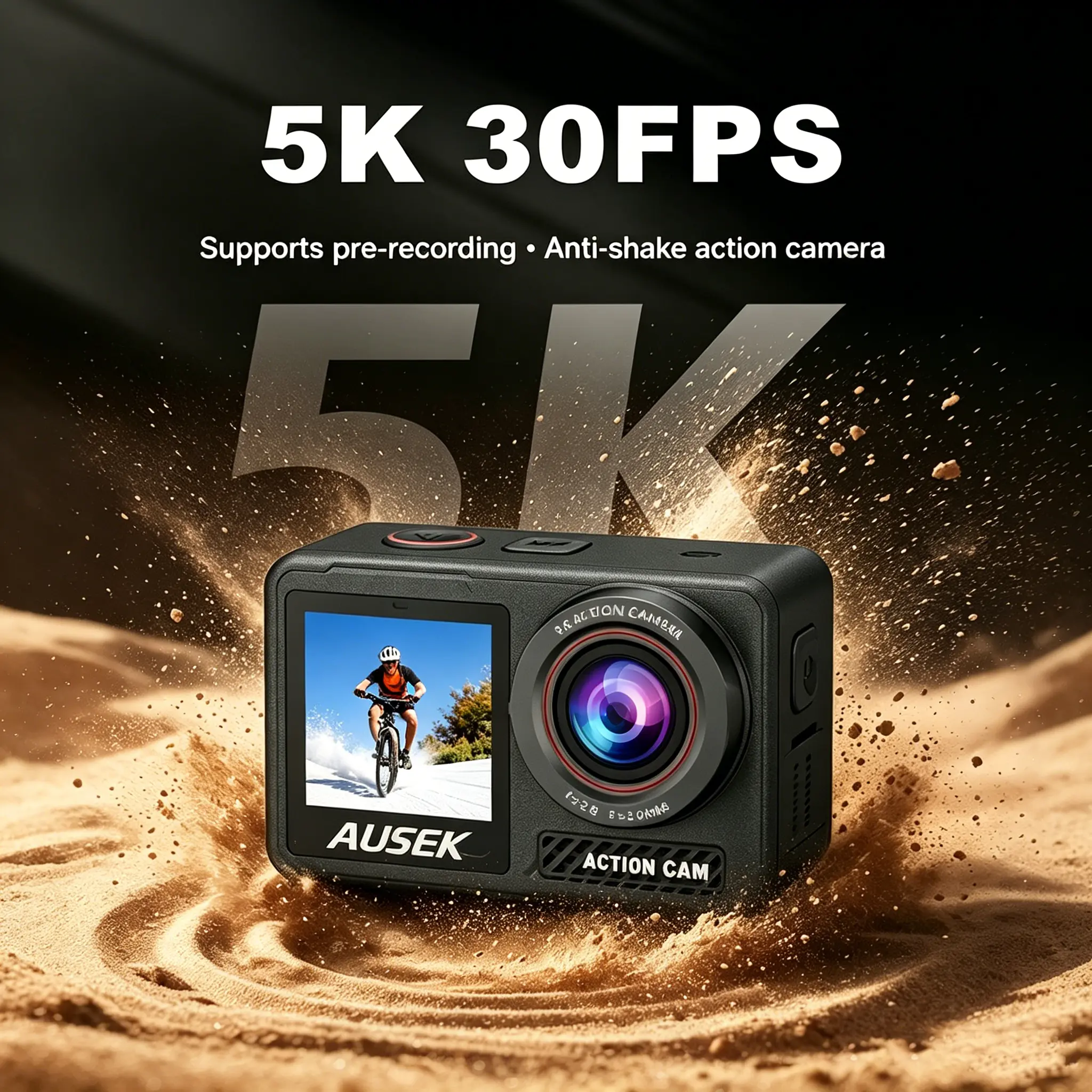 Ultra HD 5K 30FPS Action Camera, WiFi & EIS Anti-Shake, 30M Waterproof, Dual Screen, 20MP. Helmet mount for riding, surfing, diving, hiking & outdoor filming. Compact, APP & remote control, up to 512GB card. Great for travel, sports shots & vlog creation.