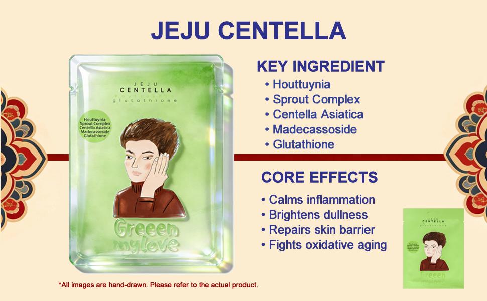 【JU】3-in-1 Asiatica Face Mask | Hydrating, Brightening  & Barrier-Repairing with Aloe Vera, Centella Asiatica,Madecassoside, Glutathione & Sprout Complex | Korean Facial Masks | Korean Skincare
