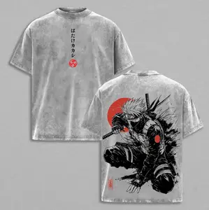 Kakashi Hatake T-Shirt, Naruto Anime Vintage Washed Tee, Sharingan Ninja Graphic Shirt, Oversized Japanese Streetwear, Dark Aesthetic Manga Top, Unisex Casual Anime Fashion
