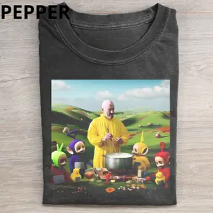 Vintage Walter White Cooking with Teletubbies Graphic Tee, Let Him Cook Funny Shirt, Breaking Bad Movie Shirt, Teletubbies Movie Shirt, Funny Graphic Tee, Movie Parody Tshirt, Movie Lovers Shirt, Cartoon Shirt