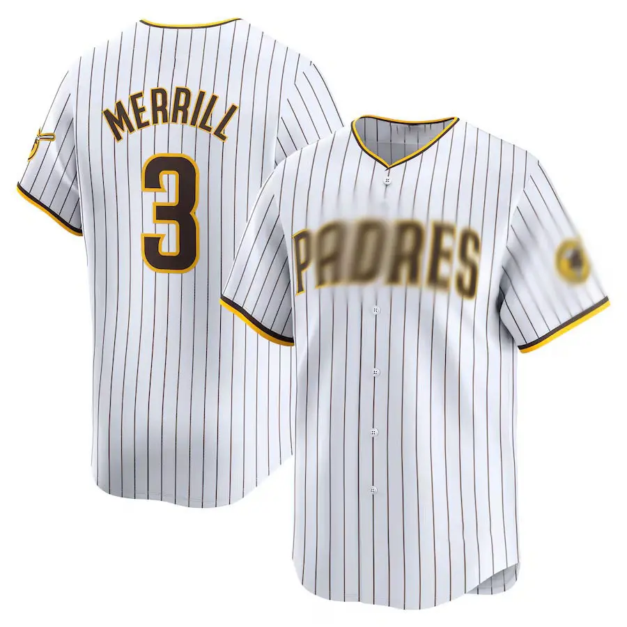 White #3 Men's Button Baseball Jersey Athletic Sports Shirt