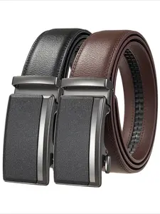 Men's Synthetic Leather Belt with Automatic Buckle, Fashion Casual Versatile Denim Jeans Strap, Stylish and Comfortable Waistband