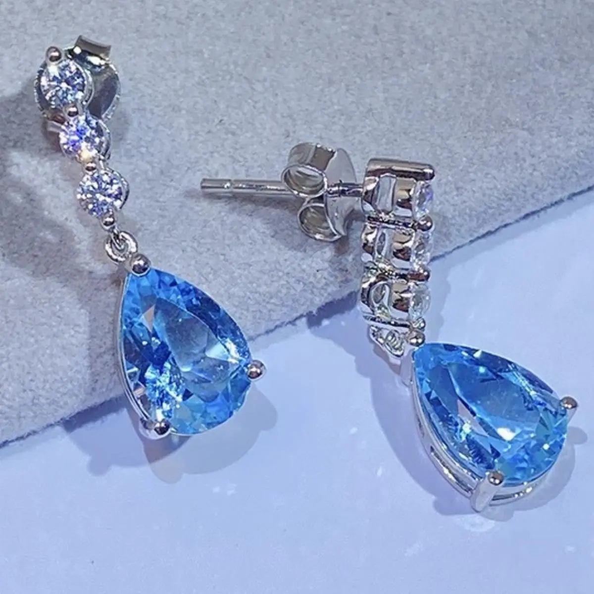 K18 GOLD plated SV925 genuine natural topaz 4ct earrings XH002