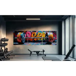 Barbell Graffiti Print Gym Wall Art - Motivational Fitness Decor For Home Gym - Large Sport Poster