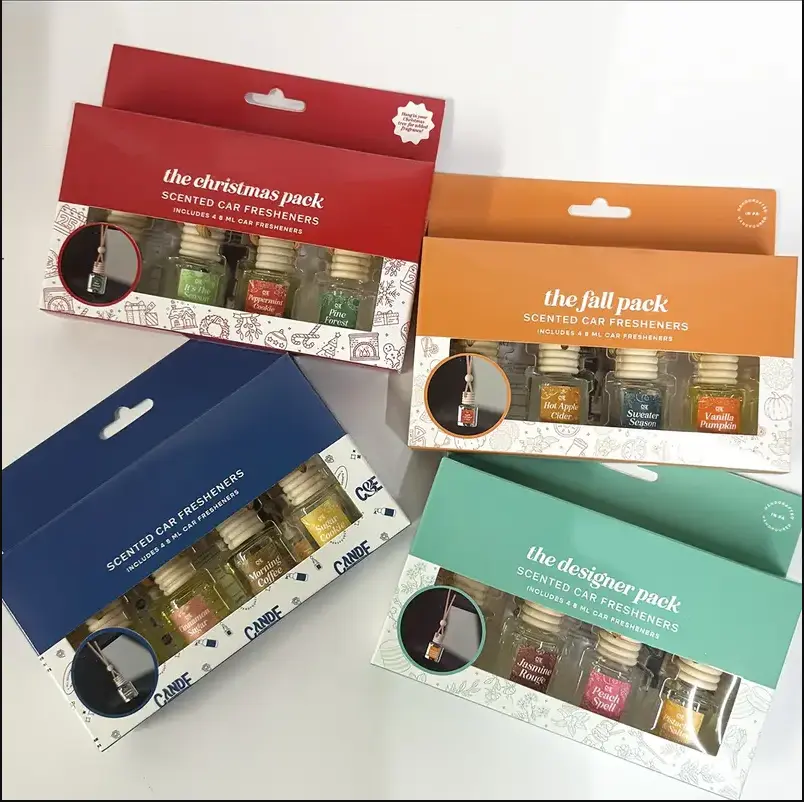 Four-Pack Scented Car Fresheners Bundle – 4 Unique Scents, 8ml Each