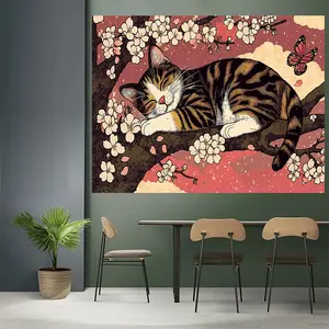 1 piece of fashionable Japanese-e style sleeping background, background tapestry, suitable outdoor activities, photography props, photo studio background, used living room, bedroom, office, gathering bedroom decoration, 2D flat, not multi-layer or real mo