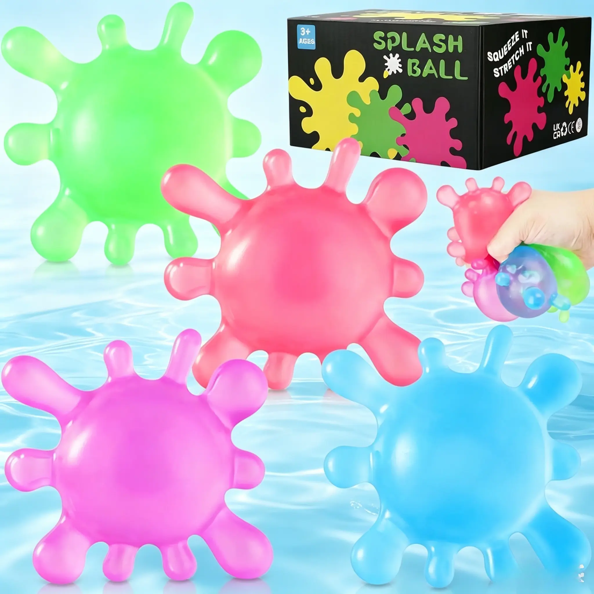 Anxiety Stress Relief Ice Squishy Stress Cube, Fidget Toys Stress Balls for Kids, Splat Tastic Squishy Toy, Stress Splat Toy Squishies, Sensory Ball Malt Sugar Balls for Adults Kids with Autism