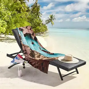 1 piece Mini fishermen scene in a chocolate river themed beach towel - Quick-dry Absorbent Beach Towel, Soft Polyester Fiber, suitable for Beach, Camping, Birthday, Modern Pattern Style, Quick-dry and Absorbent, Perfect Holiday Gift