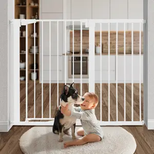 Easy Install No-Drill Baby Gate! 36" Extra Tall Pressure Mount Safety Gate, Adjusts 29.5-48.8 Inches, Auto-Close with Double Locks for Kids and Pets