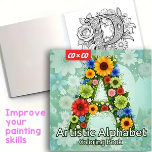 Artistic Flower Letter Coloring Book, Stress-Relieving Doodle Book for Adults & Kids, High-Style DIY Gift (Loose Drawing Paper Art Supply)