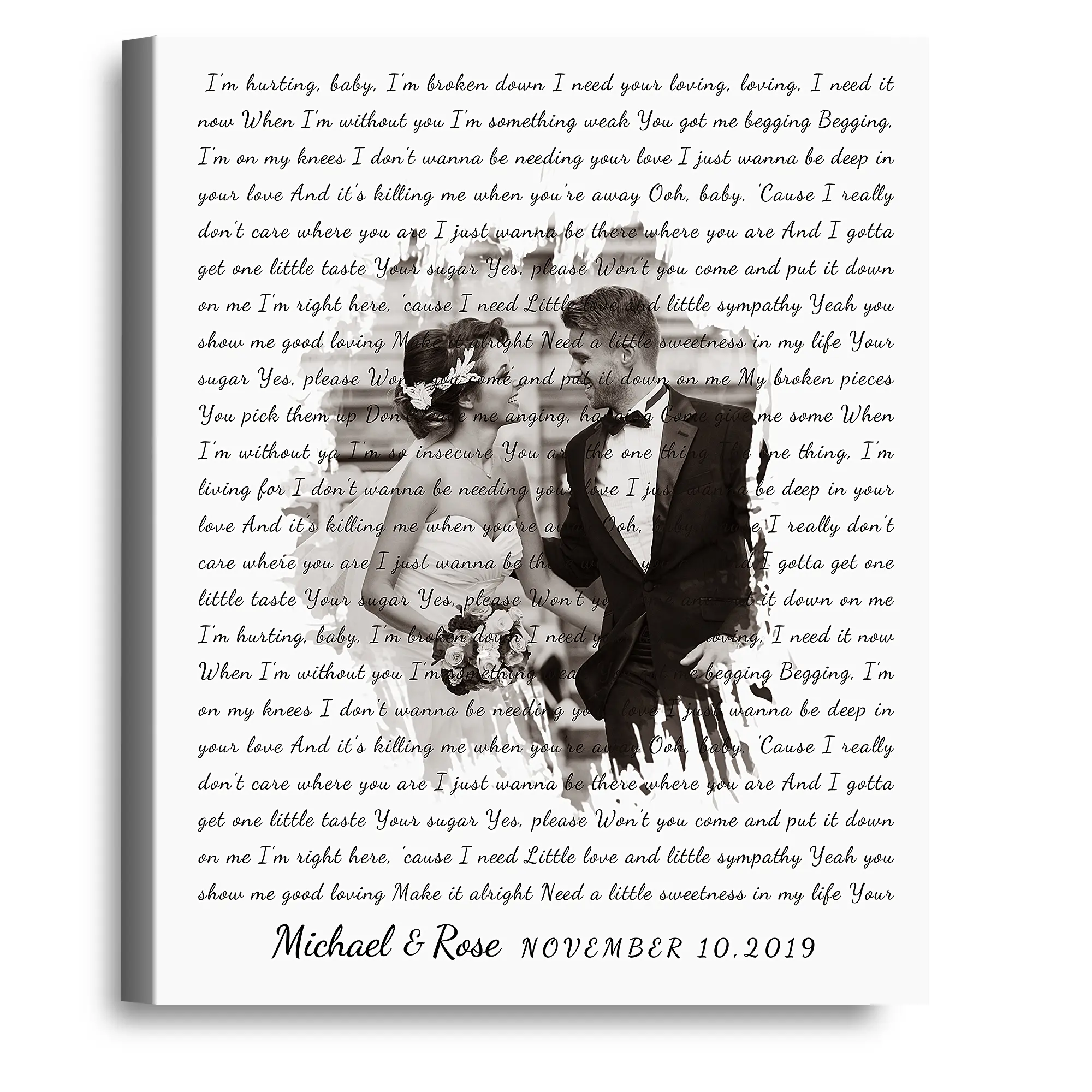 Vinyl Record Personalized Music Lyrics Song Canvas Prints Music Artist Date Upload Photo on Prints Anniversary for Her,Wedding,Birthday,Engagement,Wall art Decor Print on Canvas