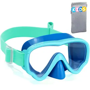 [Spring Shine]Vvinca Kids-Goggles with Nose Cover, Diving Mask Elastic Fabric Strap Anti Fog Anti Shattered Lens for Kids Swim Goggles 3-14
