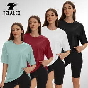 TELALEO 4 value pack Oversized TShirts for Women, Short Sleeve Drop shoulders Plus Size Baggy Dry Fit T Shirts Tops Tees