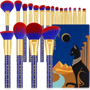 Docolor Makeup Brushes 19Pcs Makeup Brush Set Premium Gift Synthetic Powder Kabuki Foundation Contour Blush Concealer Eye Shadow Blending Liner Make up Brush Kit, Ancient Egyptian Series docolor