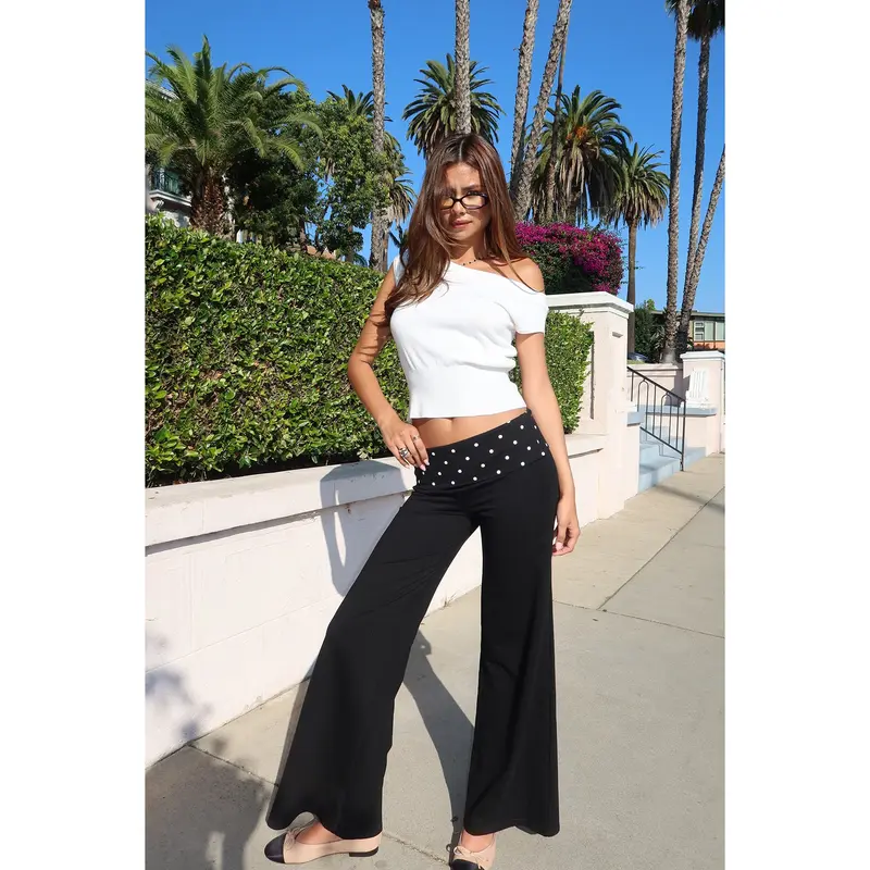 Reeva Polka Dot Foldover Pants