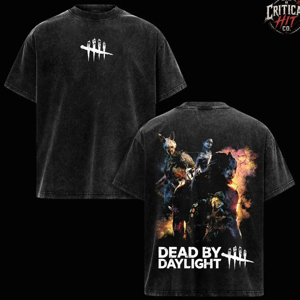 Dead By Daylight Killers Graphic Tee, The Huntress Trapper Wraith Spirit Merch, Horror Game Vintage Washed, Oversized Heavyweight Cotton T-Shirt, DBD Survival Streetwear, Scary Video Game Apparel, Fan Gift 8MI