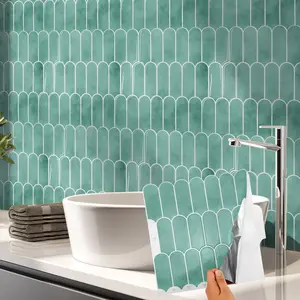 20pcs 3D Mosaic Self-adhesive Wall Stickers, Three-dimensional Crystal Drop Glue High Temperature Resistant Decorative Sticker, Waterproof, Oil-proof, Easy to Clean, for Room Decor,Hoom Decor,Suitable for Kitchen, Bathroom, Living Room-Blue