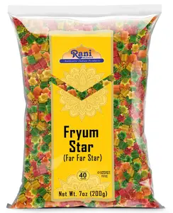 Rani Far Far / Fryums (Wheat & Tapioca Pellet) Star Shape 7oz (200g) ~ Vegan, Kosher, Uncooked, Used to Make Papad, Bhungra / Chip Snack