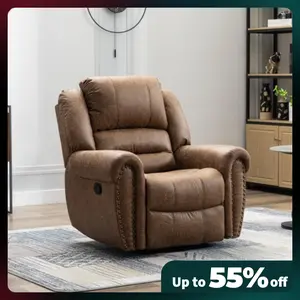 EBELLO Premium Imitation Leather Recliner Chair Classic & Traditional Manual Recliner with Comfortable Arms & Back for Living Room 39"x37"x40" Armchair