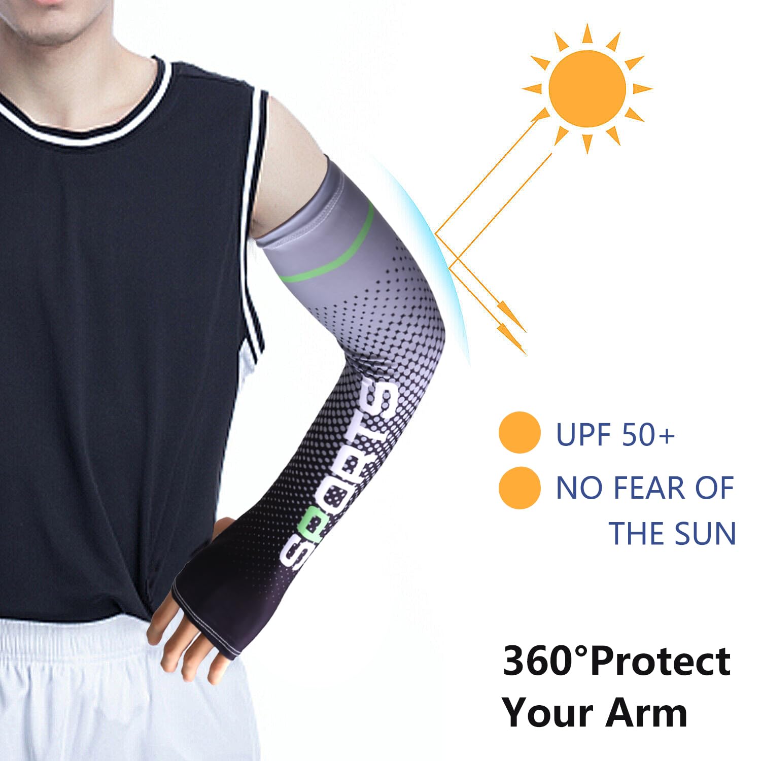 5 Pairs Sun Protection UV Arm Sleeves Cooling Anti Slip Compression Sleeves Sports Polyester Cycling Covers for Active Use