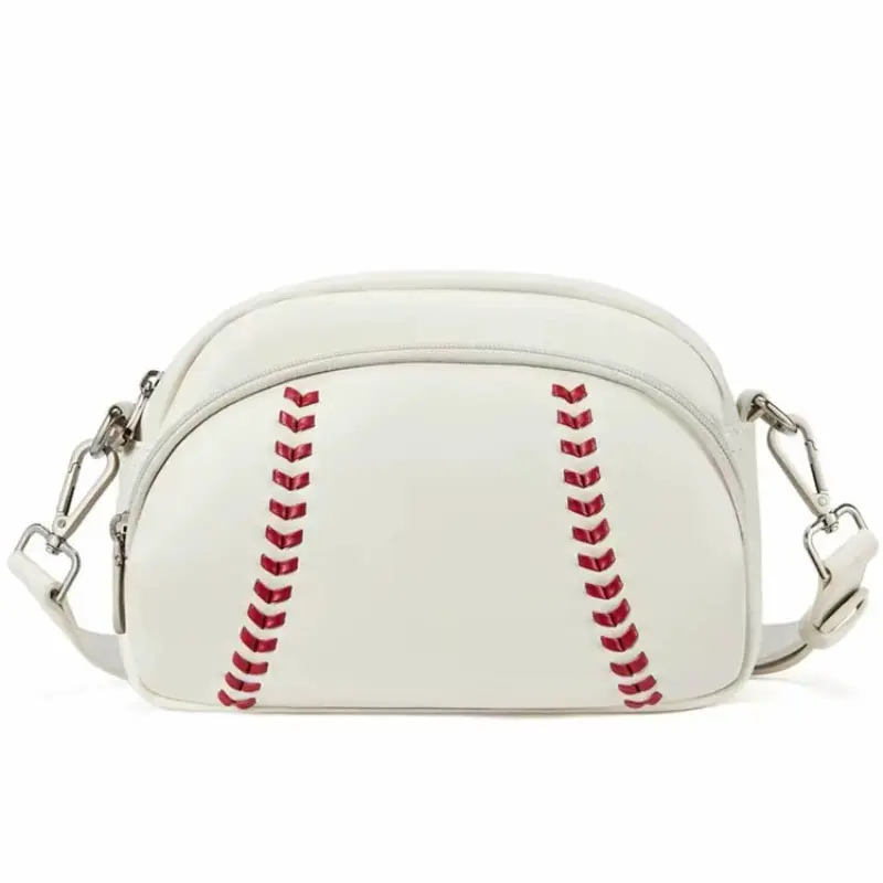 Stadium Approved Baseball Crossbody Purse for Women, Clear Vegan Leather Small Shoulder Bag with Adjustable Strap, Sports Mom Handbag for Baseball Game & Daily Use