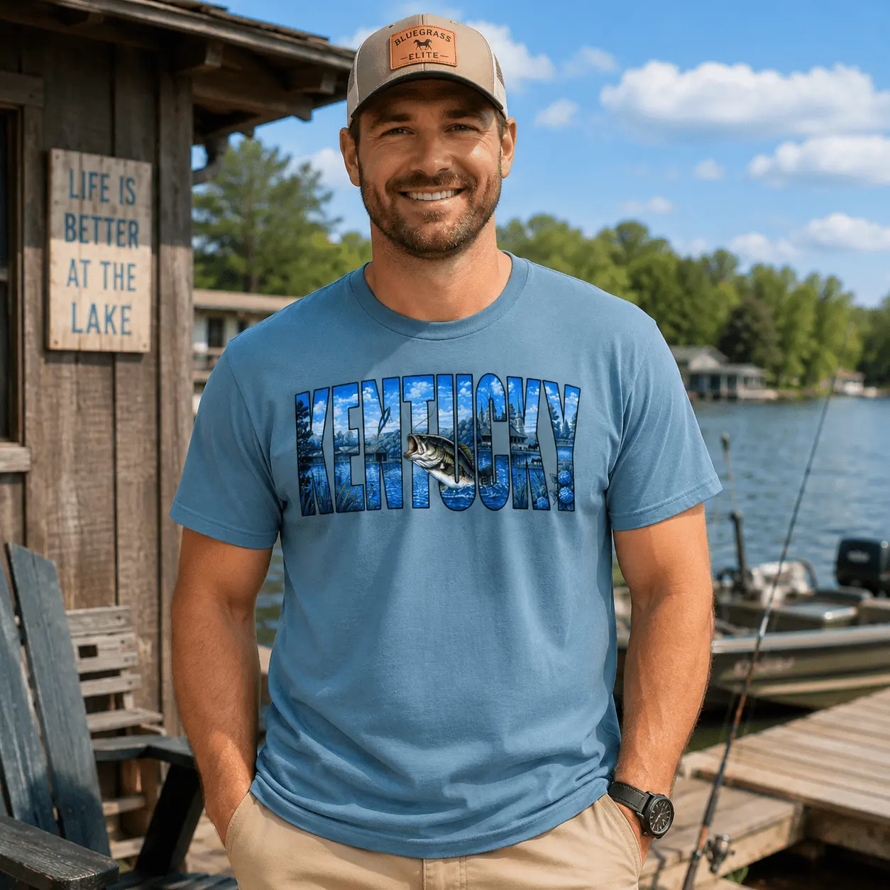 Kentucky Lake Heritage Bass Tee | Scenic Bluegrass Design | Classic