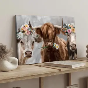 1 Count Wooden Framed Canvas, Retro Highland Yak Poster, Suitable For Home Decoration And A Perfect Gift For Art Lovers, Modern Art, Fashionable Home Posters, Waterproof Art