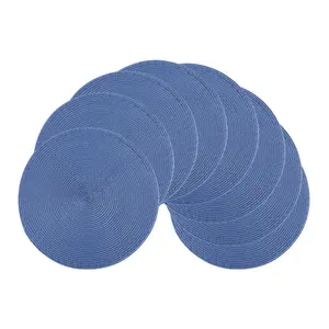 REGALWOVEN Rustic Placemats Set of 8 Woven Placemats for Dining Table Decor Indoor Outdoor Washable Kitchen Table Mat Wipe Clean 15x15inch Blue