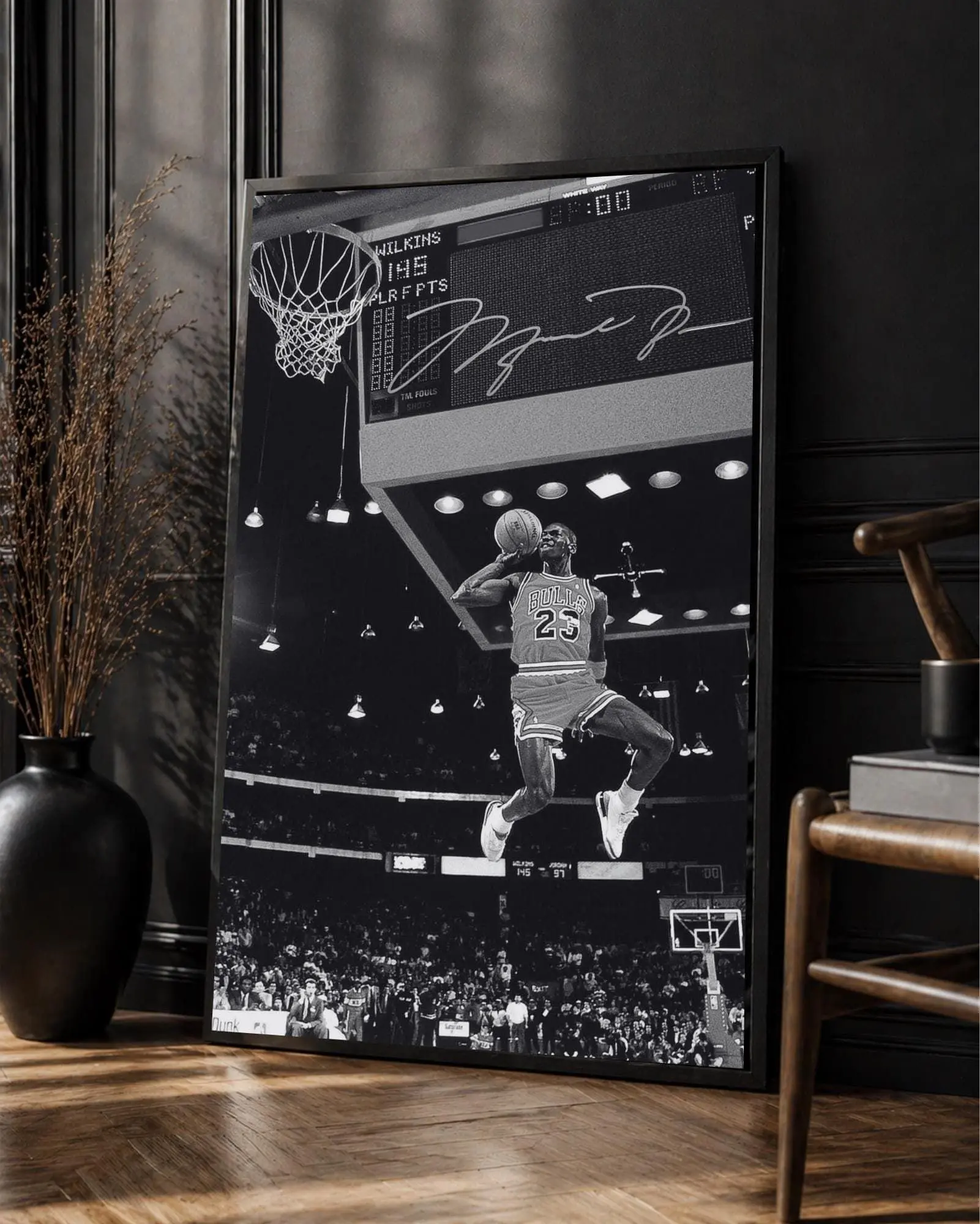 [Sale Off To 40%] [UNFRAMED] Michael Jordan Legendary Dunk Poster, Iconic Black and White Basketball GOAT Wall Art