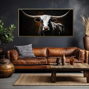 Texas Longhorn Cow Poster, Animal Wall Art, Wall Art for Farmhouse, Living Room Art Ready to Hang, No Frame, Gift for Dad