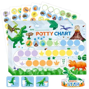 Potty Training Chart - Dinosaur Toilet Training Reward Chart with 270 Potty Stickers Crown Pink Sticker for Toddler Boys Kids Ideal Birthday Gift