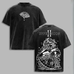 Doma Upper Rank 2 Demon Slayer Vintage Washed Oversized T-Shirt, Unisex Heavy Cotton Villain Graphic Tee, Retro Anime Streetwear Top, Perfect Merch Gift for Anime Fans
