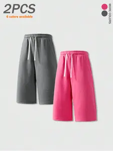 Pack of 4 / Pack of 3 / Pack of 2: men’s summer casual shorts, three-quarter length, simple drawstring elastic waistband, versatile loose fit for street everyday wear, basketball, sports, and fitness.summervibes