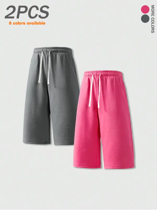 Pack of 4 / Pack of 3 / Pack of 2: men’s summer casual shorts, three-quarter length, simple drawstring elastic waistband, versatile loose fit for street everyday wear, basketball, sports, and fitness.summervibes