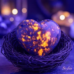 Sofia Natural Yooperlite Crystal Heart Handcrafted UV Reactive Tumbled Sodalite Stone Heart Mineral Specimen Home Desk Decoration 2 Inch 80g