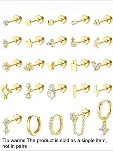 Hypoallergenic Earrings Set for Sensitive Ears, Stainless Steel Earrings for Women, Dainty Flat Back Studs & Hoops for Multiple Piercings