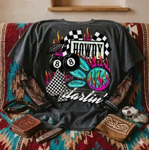 HowDy Darlin' Collage T-shirt, Womens western graphic tees, western yallternative concert shirt, Turquoise Spade Shirt, Rodeo Shirt, dressy western tops, Western tops 4