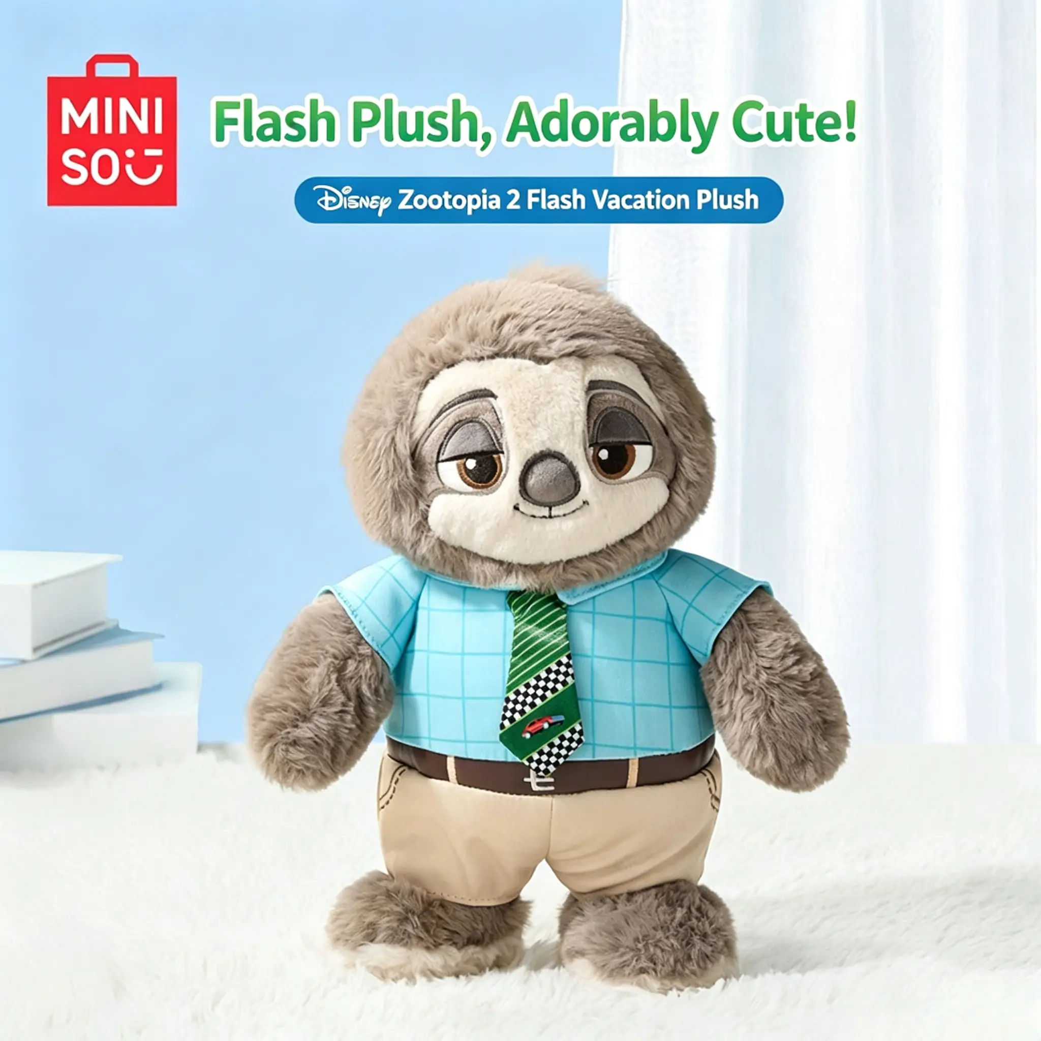 Official Disney Zootopia 2 Flash Sloth Leisure Holiday Plush Doll, Cute Stuffed Toy Birthday Gift, Back To School