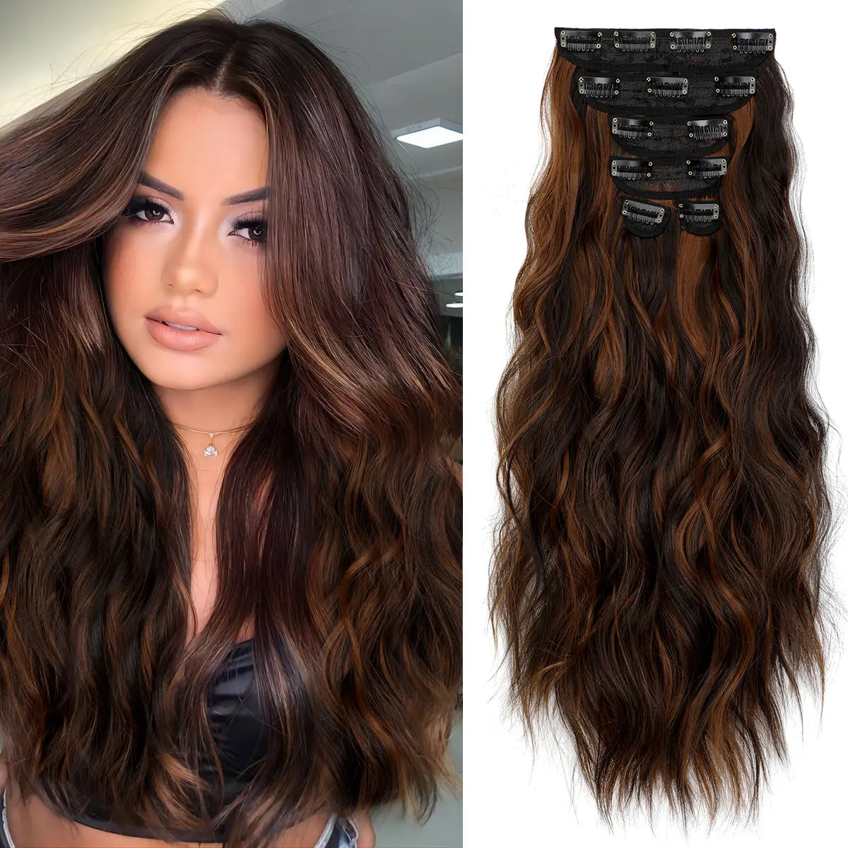 Dark Brown Mix Light Auburn