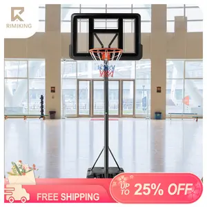[FathersDayGift]RIMIKING Adjustable Portable Basketball Hoop, Height Adjustable, Durable and Weather-Resistant, Stable Base, Portable Design, Family-Friendly