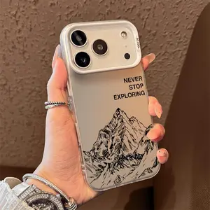 Minimalist mountain style Phone Case for iPhone 17 AIR 17 PRO 16 PRO 15  PRO MAX  14 PLUS 13 PRO 12 11 PRO XS MAX X XR Samsung Galaxy S25 Ultra S24 S23 S22 Plus  series(anti-drop hard shell) shockproof mobilephone protective cover