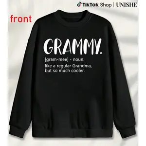 Stylish Grammy Sweatshirt for Women – Perfect Mother's Day Gift, Round Neck Black